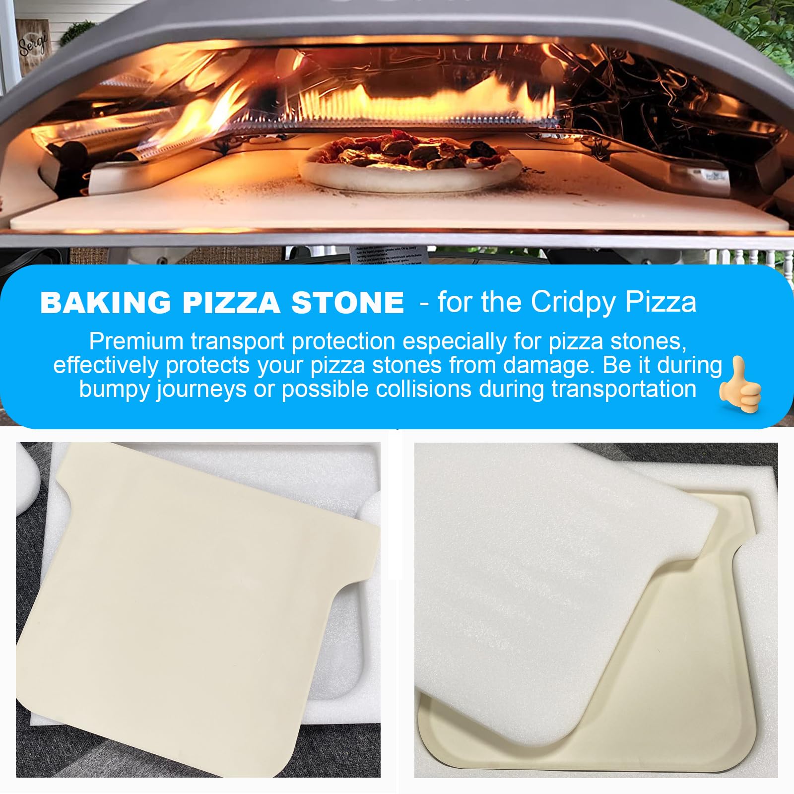 Outspark Cordierit Backstein für Ooni Koda 16, rund, hitzebeständig bis 760.0 °C, knusprige Kruste, Zubehör für Backofen und Grill