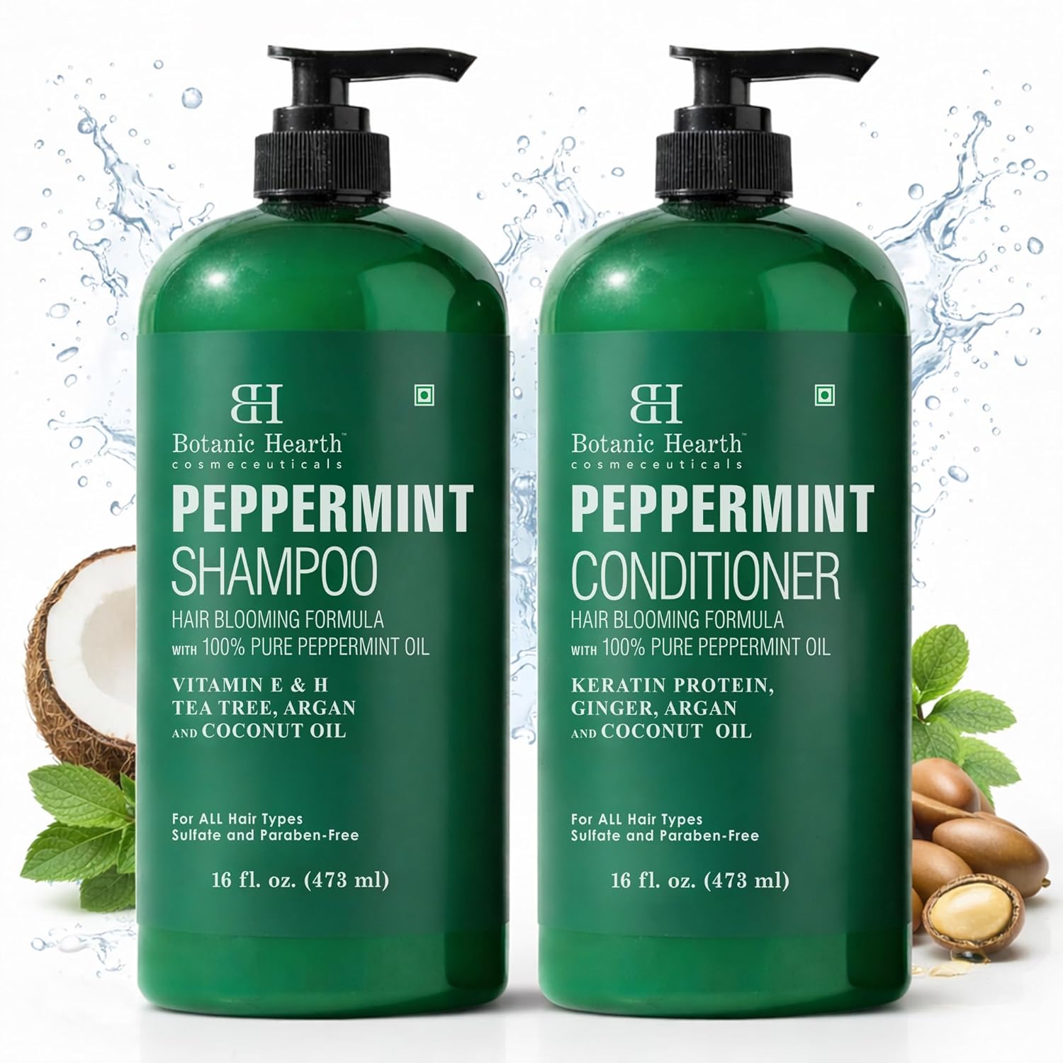 Botanic Hearth Peppermint Oil Shampoo And Conditioner Set | Hair Blooming Formula With Keratin | Fights Hair Loss | Sulfate Free For Men And Women | 16 Fl Oz X 2 - Image 9
