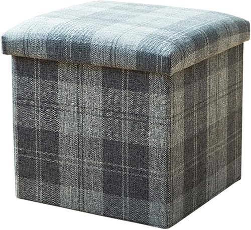 Miniatura 1 de Taburete otomano de almacenamiento plegable con reposapiés y asiento decorativo mesa de café para cachorros soporta hasta 285 libras banco de tela