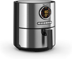 Jamie Oliver by Tefal Ultra Fry Heißluftfritteuse, 1630 W, XL-Kapazität (4,2 L), Temperatureinstellung von 80 °C bis 200 °C, Touchdisplay, 8 Auto-Programme, Edelstahl, EY11JD10