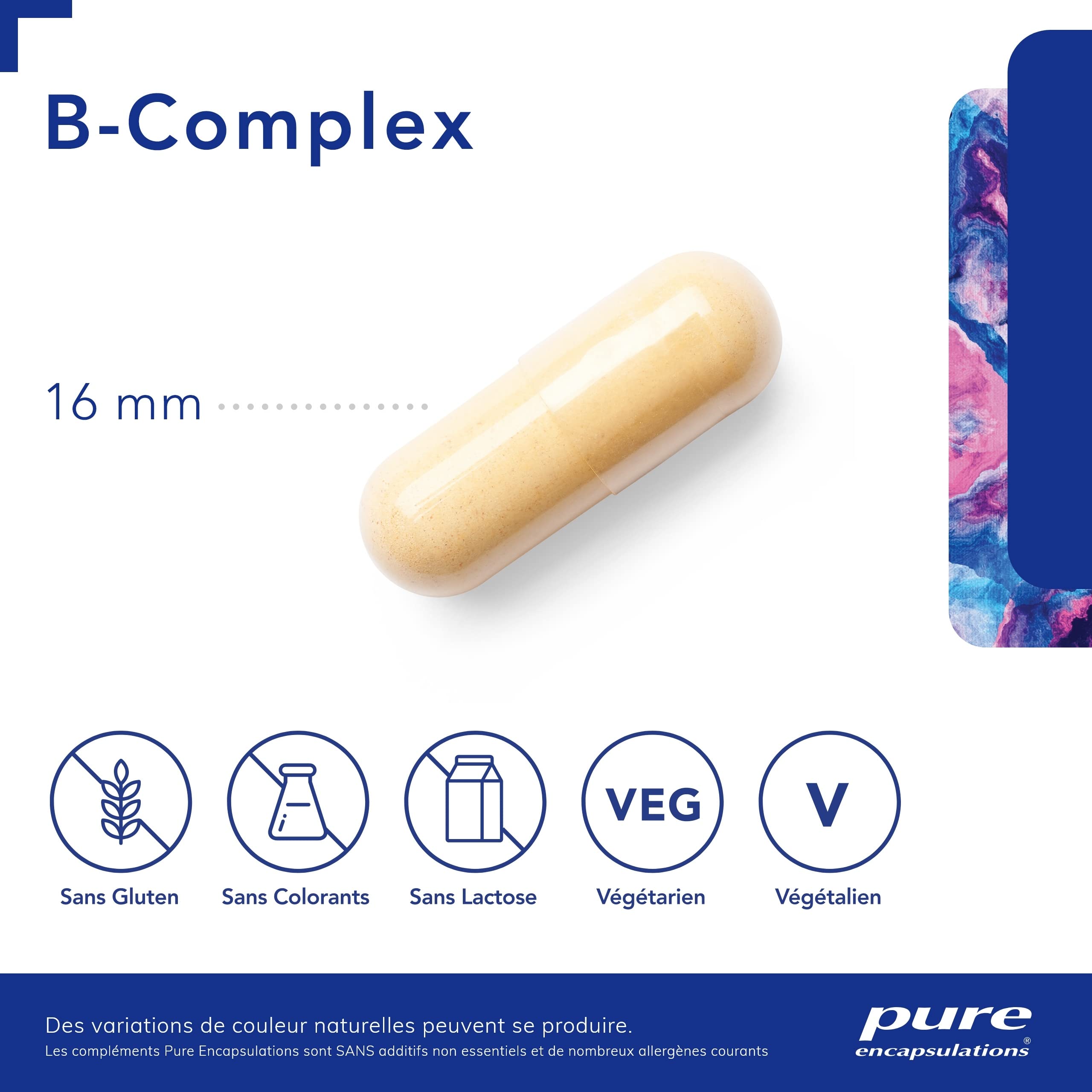 Pure Encapsulations - B-Complex - Association de 8 Vitamines B Hautement Assimilables - Contribue à Un Métabolisme Énergétique Normal - 60 Gélules Véganes