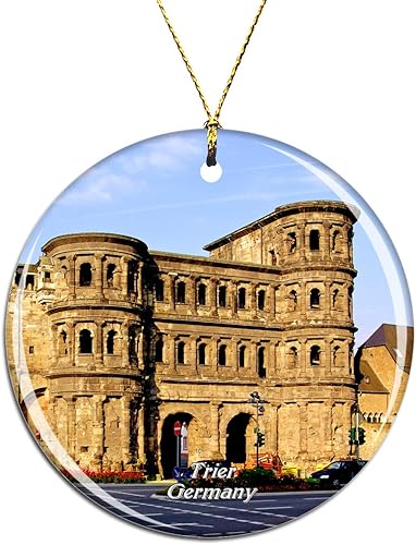 Weekino Alemania Porta Nigra Trier - Adorno para árbol de Navidad de Navidad, decoración colgante, decoración de recuerdo de viaje por la ciudad,
