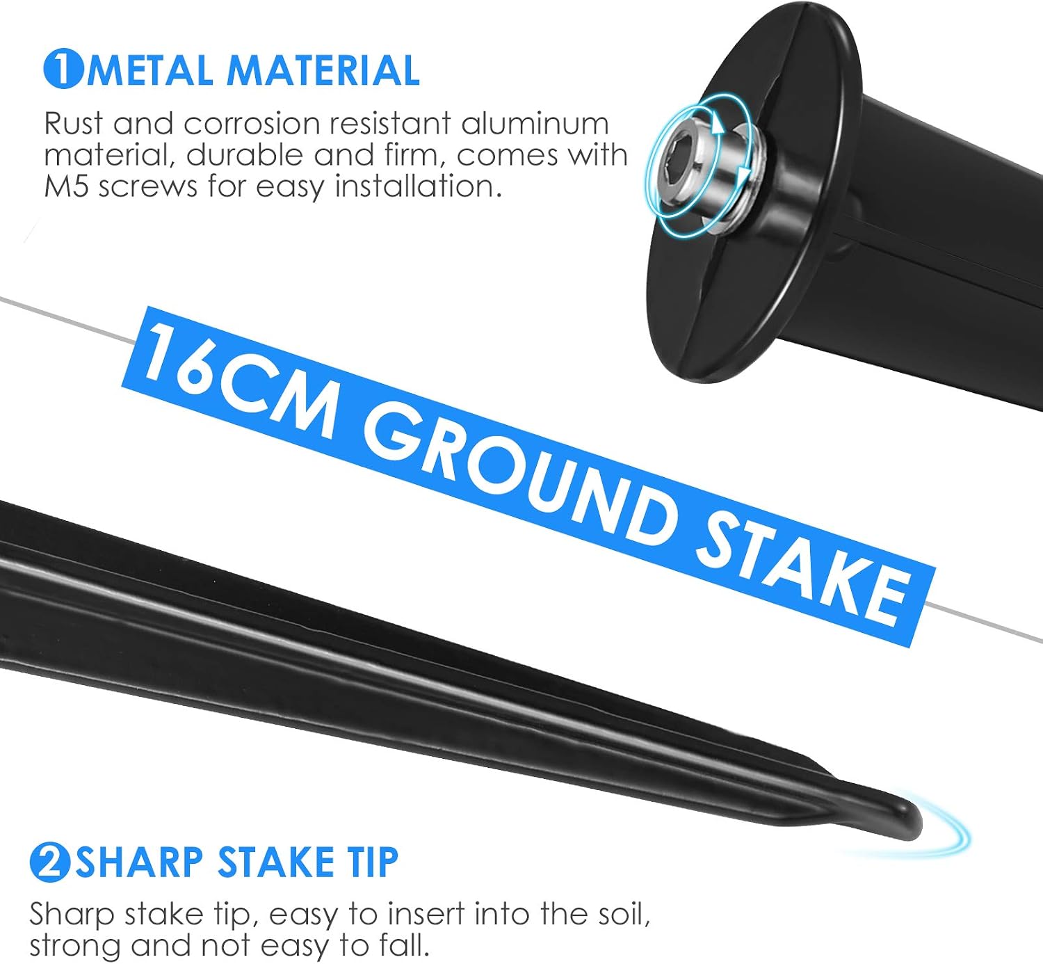 4pcs Solar Path Light Replacement Stakes, Light Ground Stake Solar Lights Accessories with M5 Screw for Walkway Patio Garden Yard