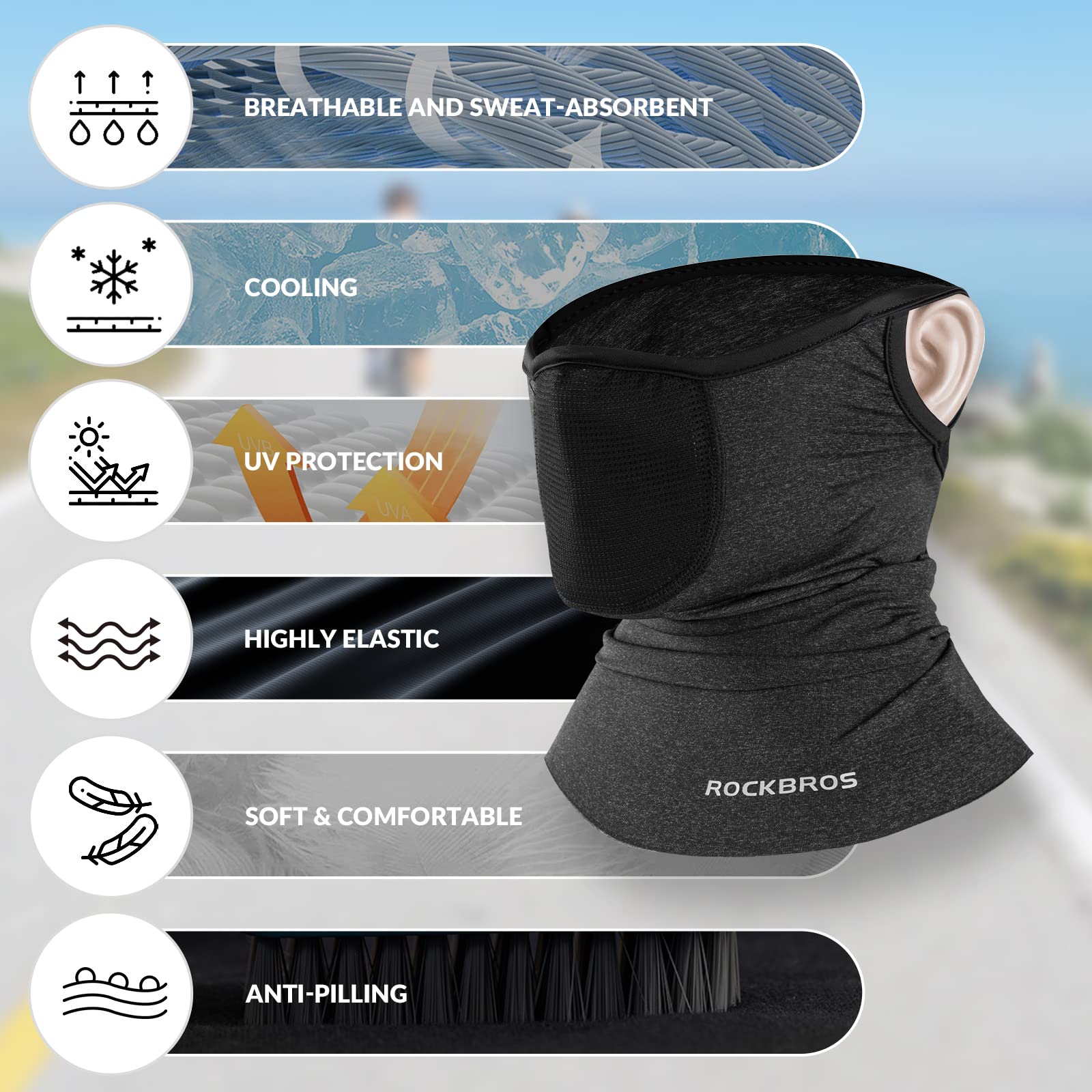 Foulard Tubulaire Multifonction En Soie Glacée – Masque, Cache-cou, Bandeau – Pour Sport, Randonnée, Cyclisme