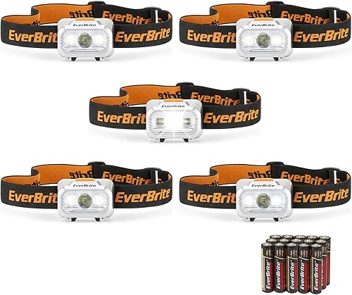 EverBrite Linterna frontal LED 4 modos de iluminación cabeza giratoria con diadema ajustable resistente al agua IPX4 perfecta para correr acampar y