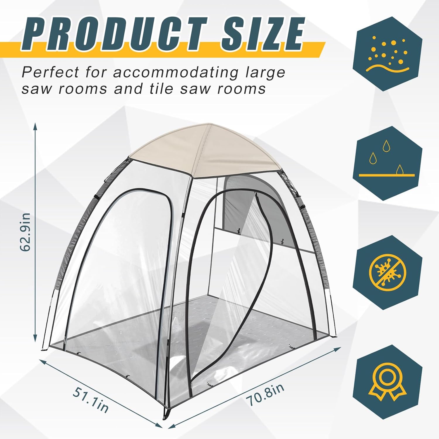 Woanger 1 Set Extra Large Tile Saw Shack 70. 8 x 51. 2 x 63 Inches Wet Tile Saw, Shack Easy-to-Assemble, Collapsible Storage Tent