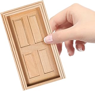 GLEAVI 1:12 Scale Dollhouse Door, Miniature Wooden Interior Front Doors for Dollhouse Furniture Accessories, Unfinished Wood Miniature Door for DIY Crafts Building Materials (1pc)