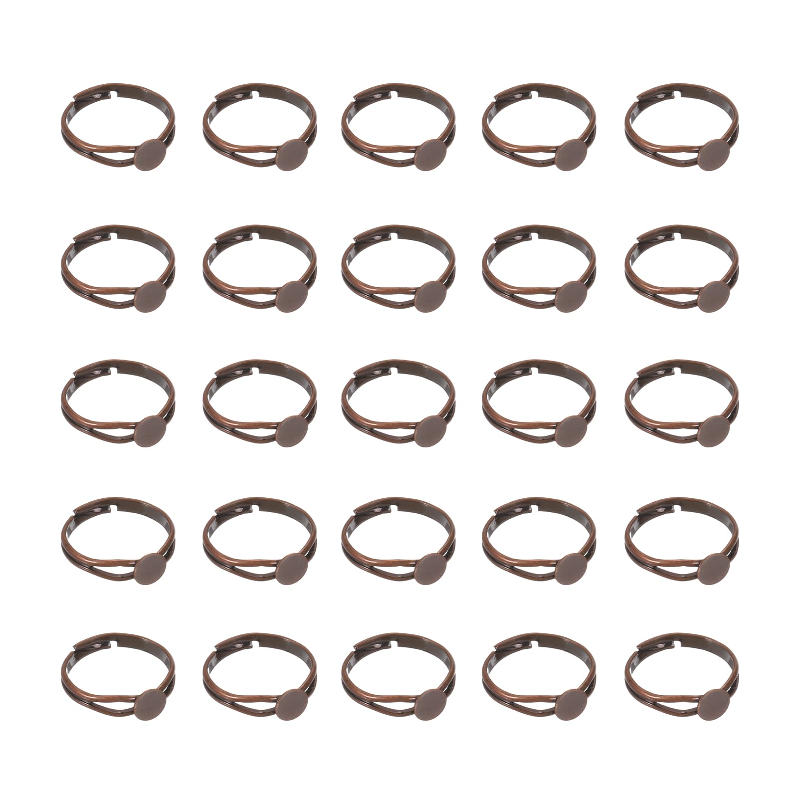 sourcing map Adjustable Blank Rings for Jewelry Making, 40 Pcs 6mm Adjustable Flat Blank Ring Base for Men Women DIY Crafts Jewelry Findings Components Birthday Wedding, Copper Tone