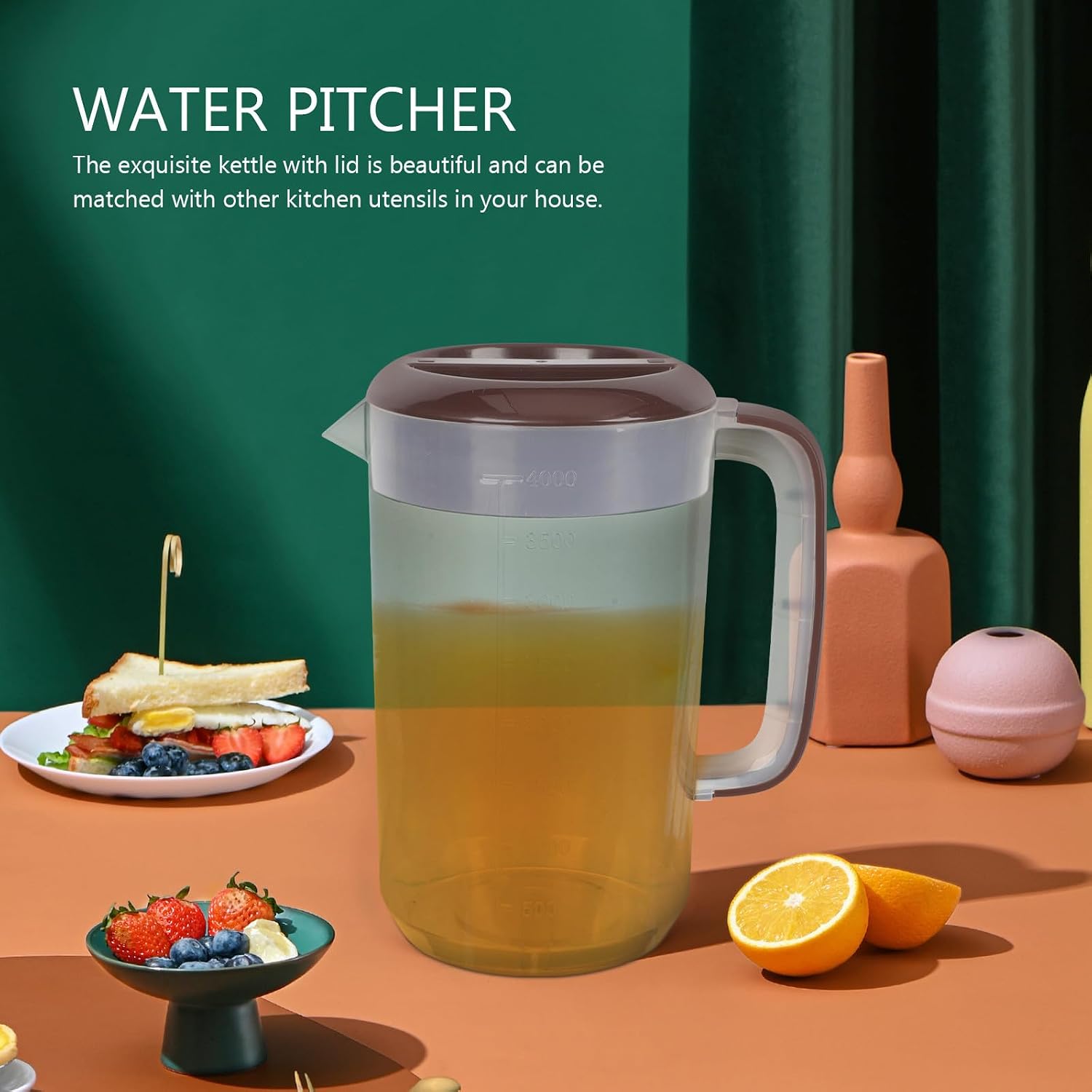 L Plastic Cold Water Pitcher Jug for Fridge Serving