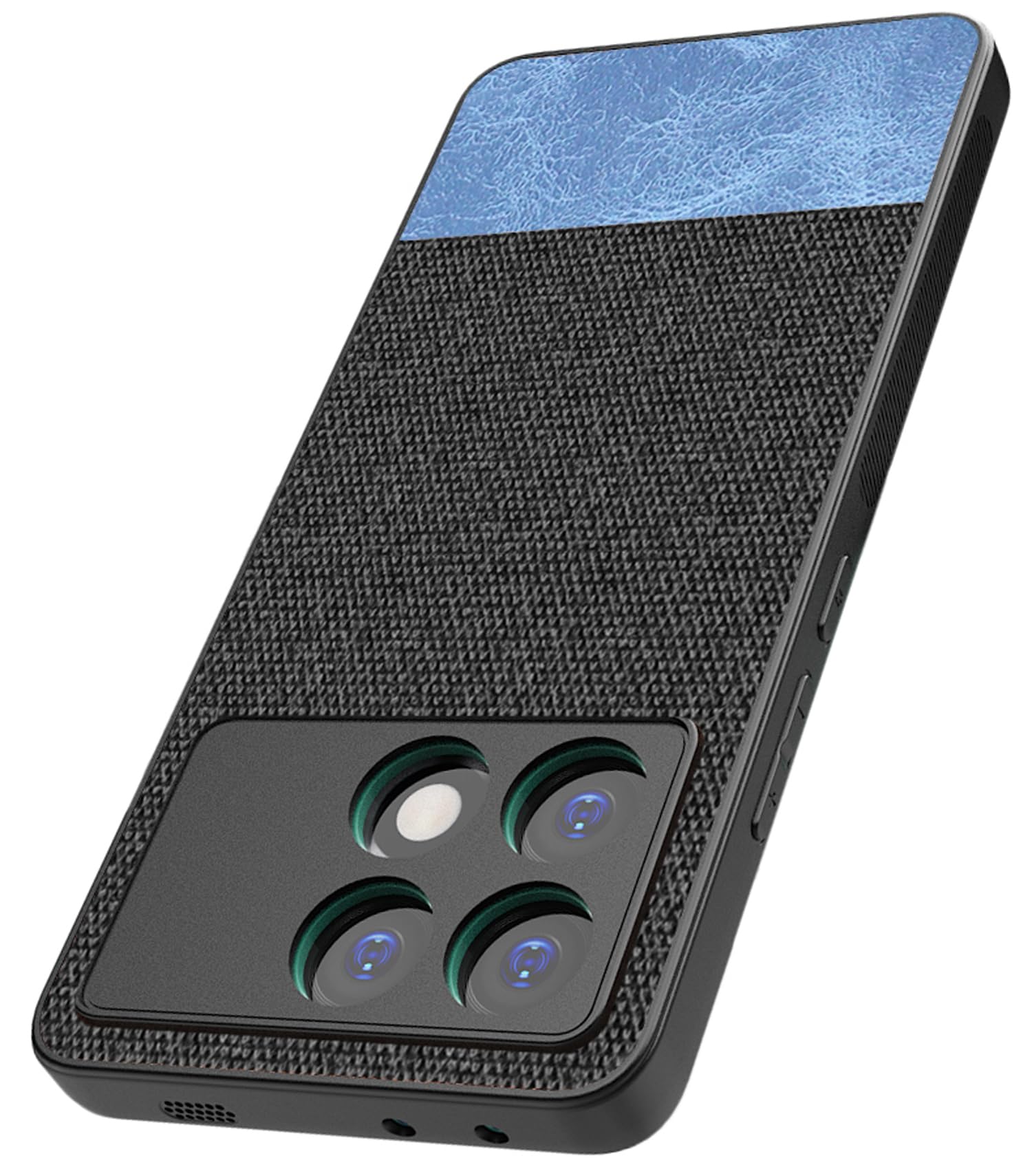 Kapa Soft Fabric & Leather Hybrid Protective Back Cover for Poco X6 Pro | Shockproof Slim Hard Anti Slip Back Case (Black,Blue) (B0CZNRJ9HC) Amazon Price History, Amazon Price Tracker