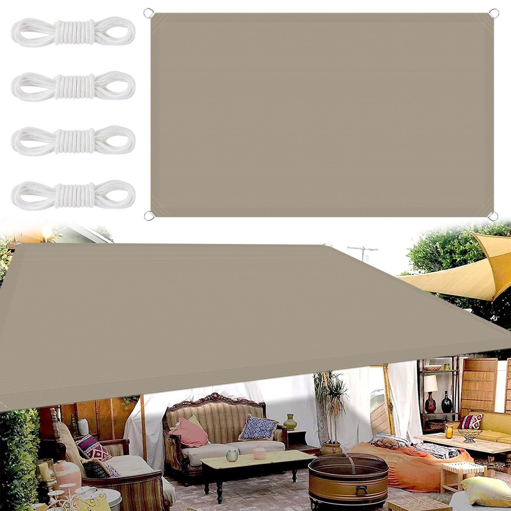 Voile jardin pour patio et balcon grand format 2x4m taupe