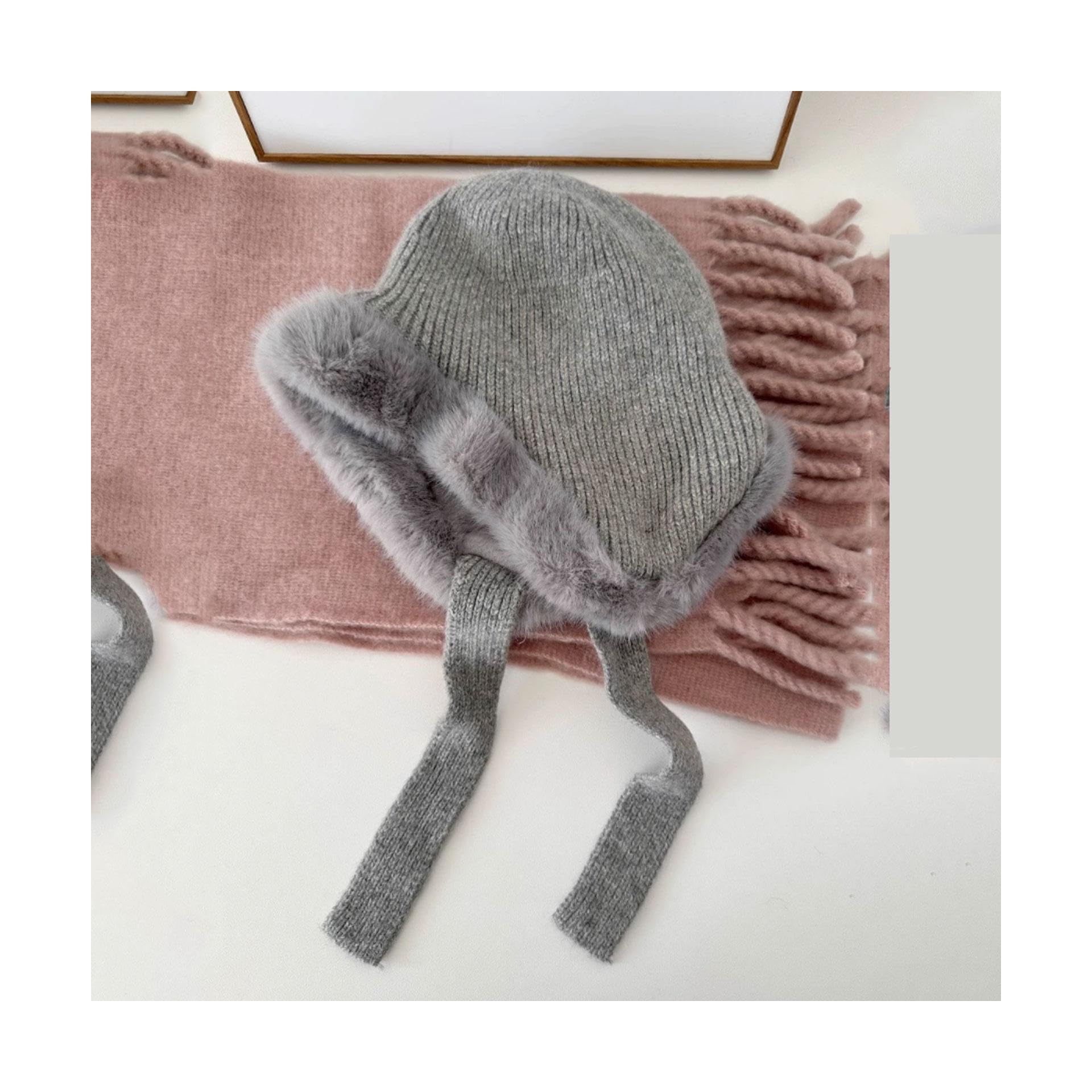 Elástico Gorros de Mezcla de Fibra sintética, Gorros Gruesos de Lana, Gorro de Punto con Forro cálido, Gorro Tejido para otoño e Invierno cálido