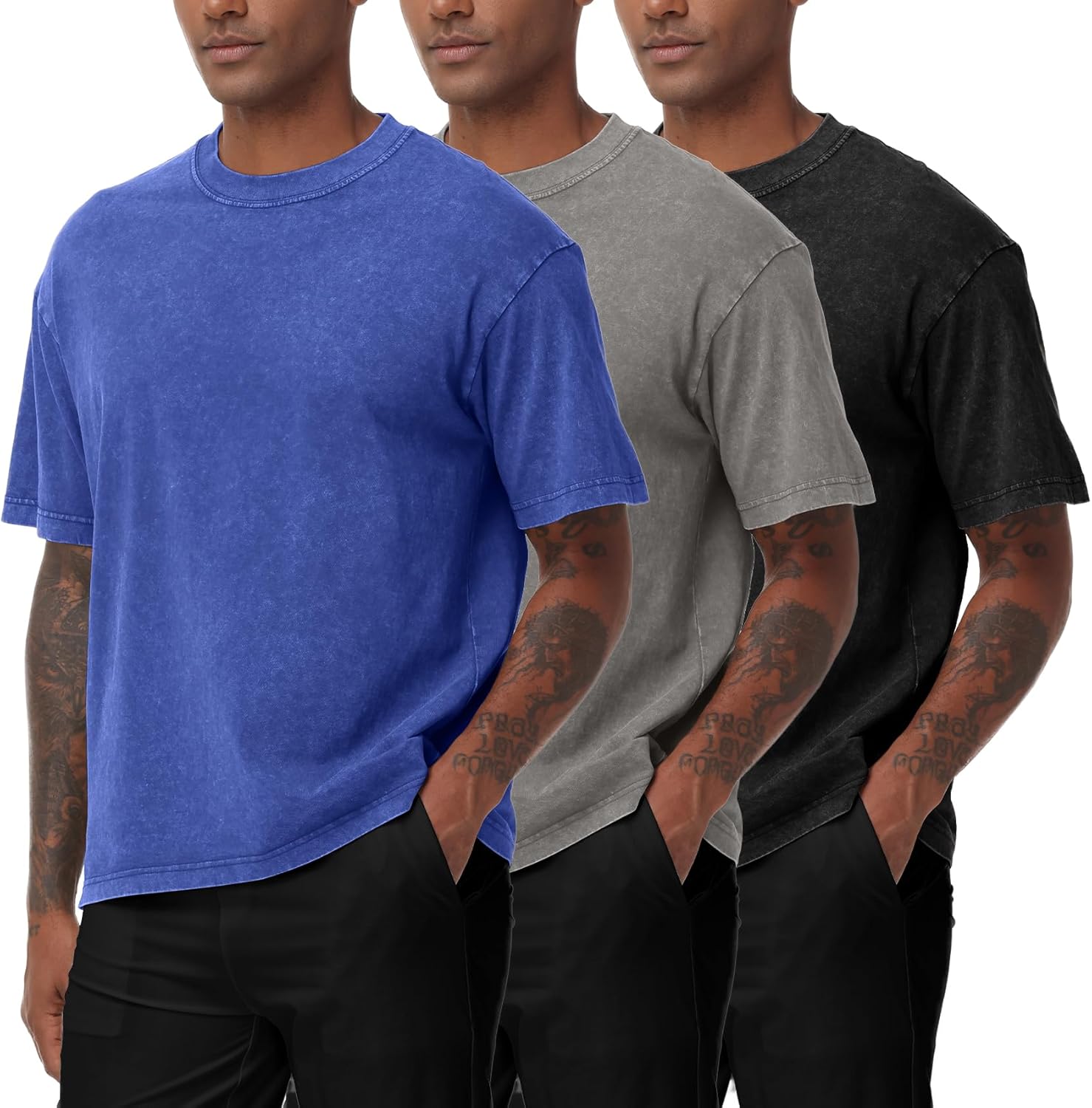 Eisctnd Men's T-Shirts: Oversized Cotton Heavyweight Vintage Loose Fit Tees for Unisex Casual Work Streetwear Gym