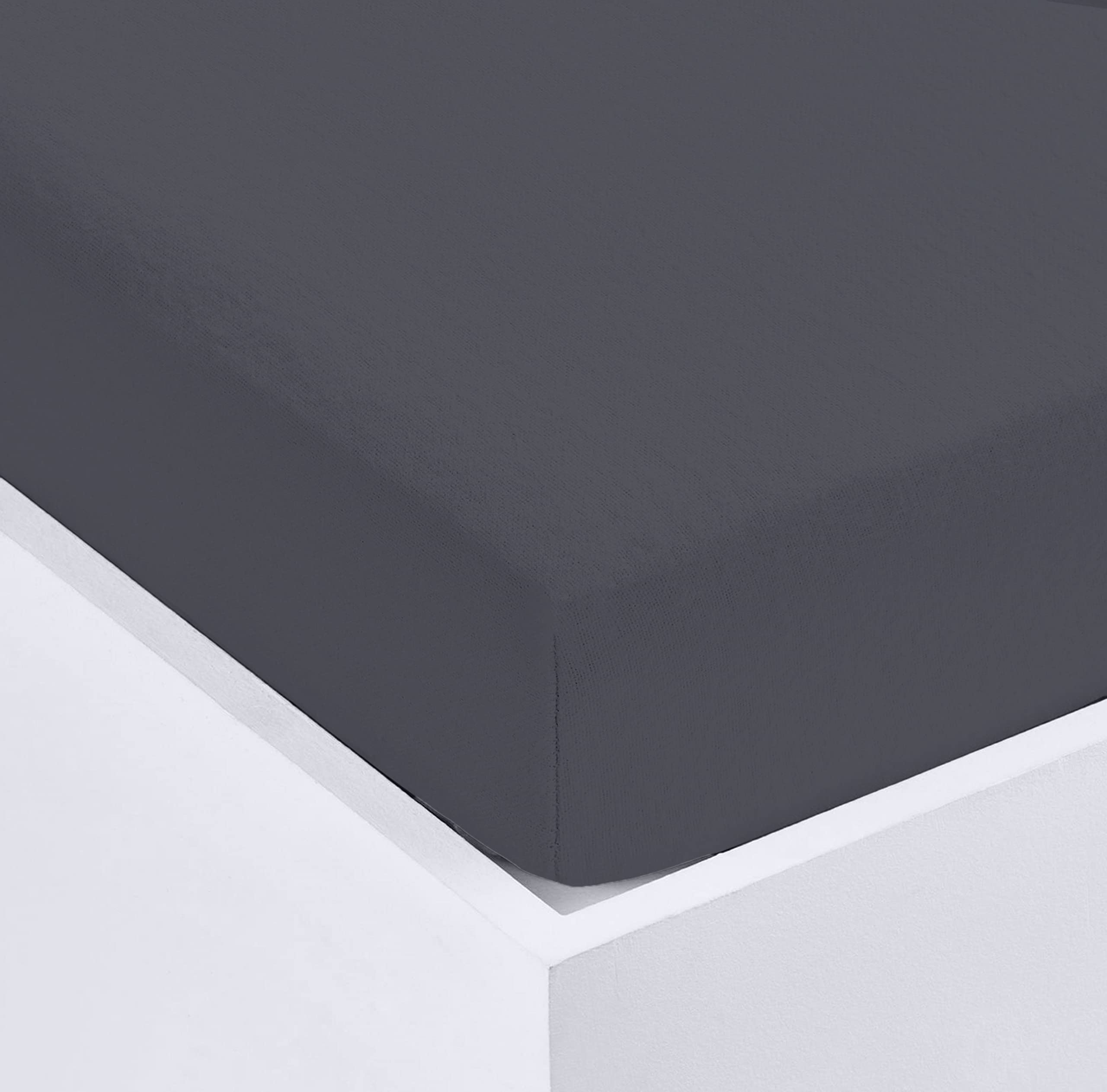 Home Living Super Soft Terry Towelling Stretch Fitted Sheet Mattress Protection Cover Fully Elasticated Extra Deep Breathable All Seasons (Charcoal, Double) โ image 1