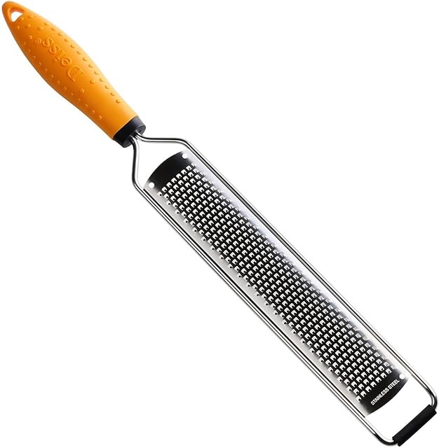 Deiss PRO Citrus Zester & Cheese Grater Parmesan Cheese Lemon, Ginger, Garlic, Nutmeg, Chocolate, Vegetables, Fruits - Razor-Sharp Stainless Steel Blade, Wide, Dishwasher Safe