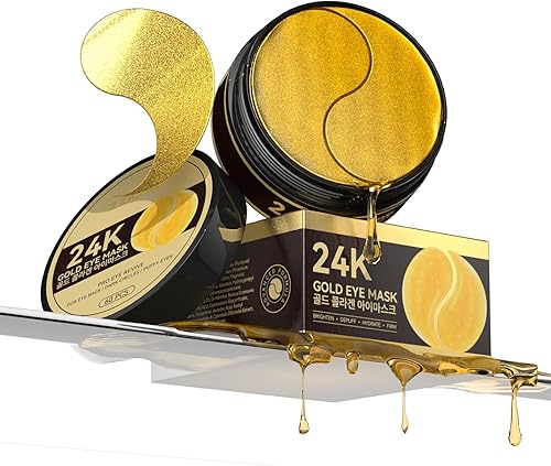 ZZILME 24k Gold Eye Patches - Firming, Glowing & Hydrating Hydrogel Mask for Puf