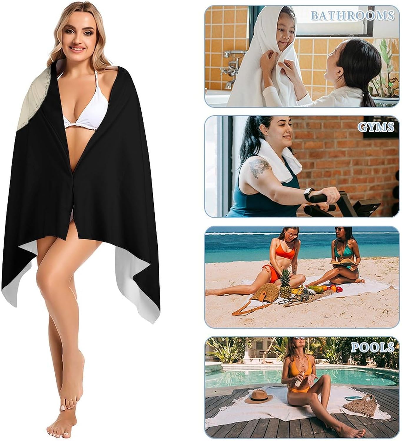 Beluga Whales Love Heart Beach Towels Oversized Jumbo Large Yoga Bath Towel for Pool Yoga Swim Body 160x80cm