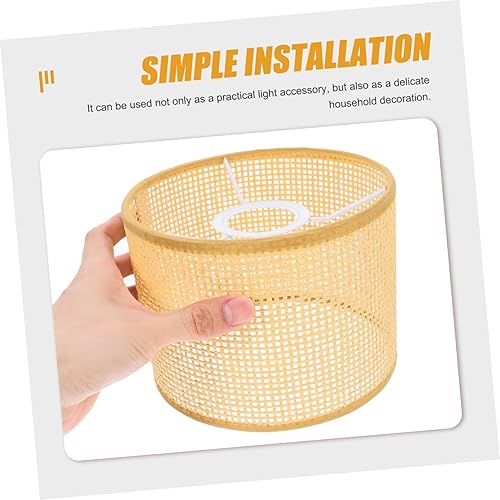 Miniatura 5 de Yardwe Pantalla de lámpara colgante tejida de ratán bohemio cubierta de lámpara colgante cubierta de luces de techo de granja cubierta de lámpara