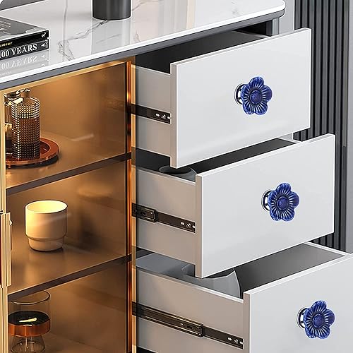 Miniatura 2 de Mascot Hardware Paquete de 10 pomos de cerámica para gabinete, color azul Poppy de 2 pulgadas, pomos de cerámica azul, pomos de cajón para gabinete