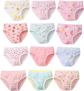 Ropa Interior NiñA AlgodóN OrgáNico, Calzones NiñA Paquete de 12, Adecuado para NiñAs de 2 a 12 AñOs, Transpirable, Suave, CóModo y Agradable para La Piel, Apto para Todas Las Estaciones.