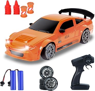 RC Drift Car, 124 Remote Control Car 4WD Drift GT-RX7 RC Cars Vehicle High-Speed Racing RC Drifting Cars with Full Proportional Throttle Gifts Toy for Boys Kids