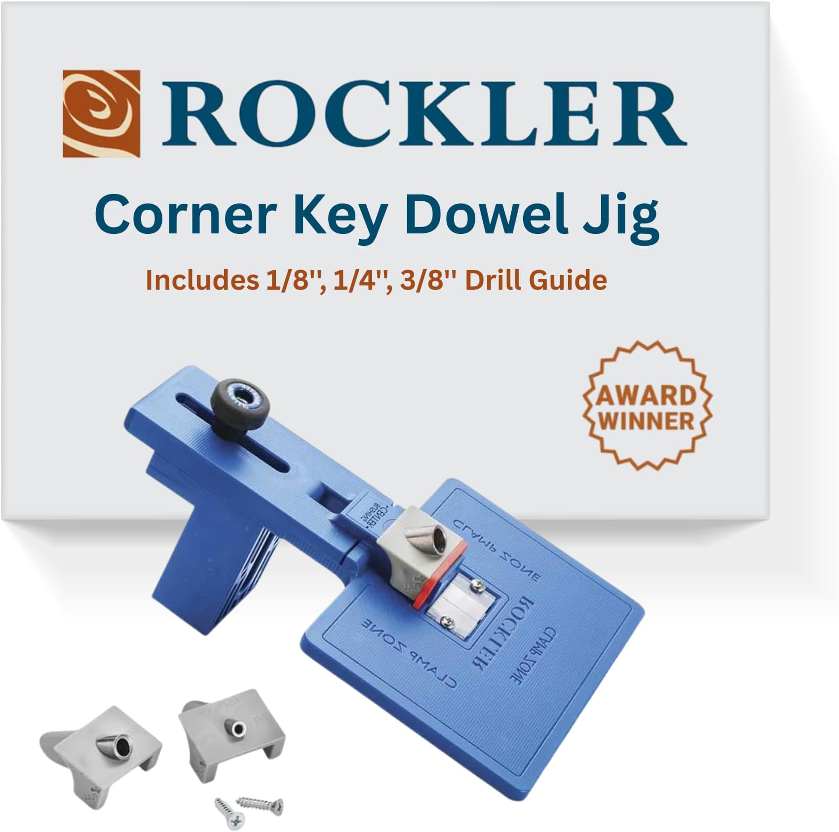 Corner Key Dowel Jig – Premium Doweling Jig For Decorative Mitered Joints – Dowel Hole Jig w/Molded Reference Lines - Woodworking Jigs Includes 1/8'', 1/4'', 3/8'' Drill Guide– Dowel Tool Kit