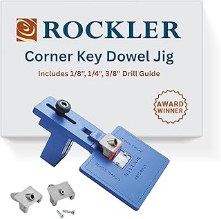 Rockler Corner Key Dowel Jig – Premium Doweling Jig For Decorative Mitered Joints – Dowel Hole Jig w/Molded Reference Lines - Woodworking Jigs Includes 1/8'', 1/4'', 3/8'' Drill Guide– Dowel Tool Kit