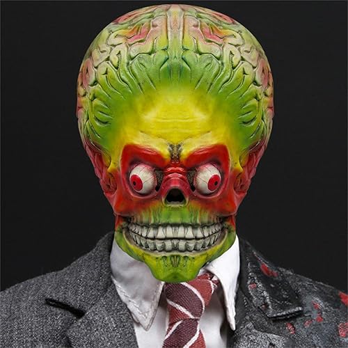 Miniatura 4 de Varuotu Máscara de ataques de Marte para Halloween, máscara de desnudez cerebral, máscara de alienígena, divertido casco de cabeza completa, disfraz