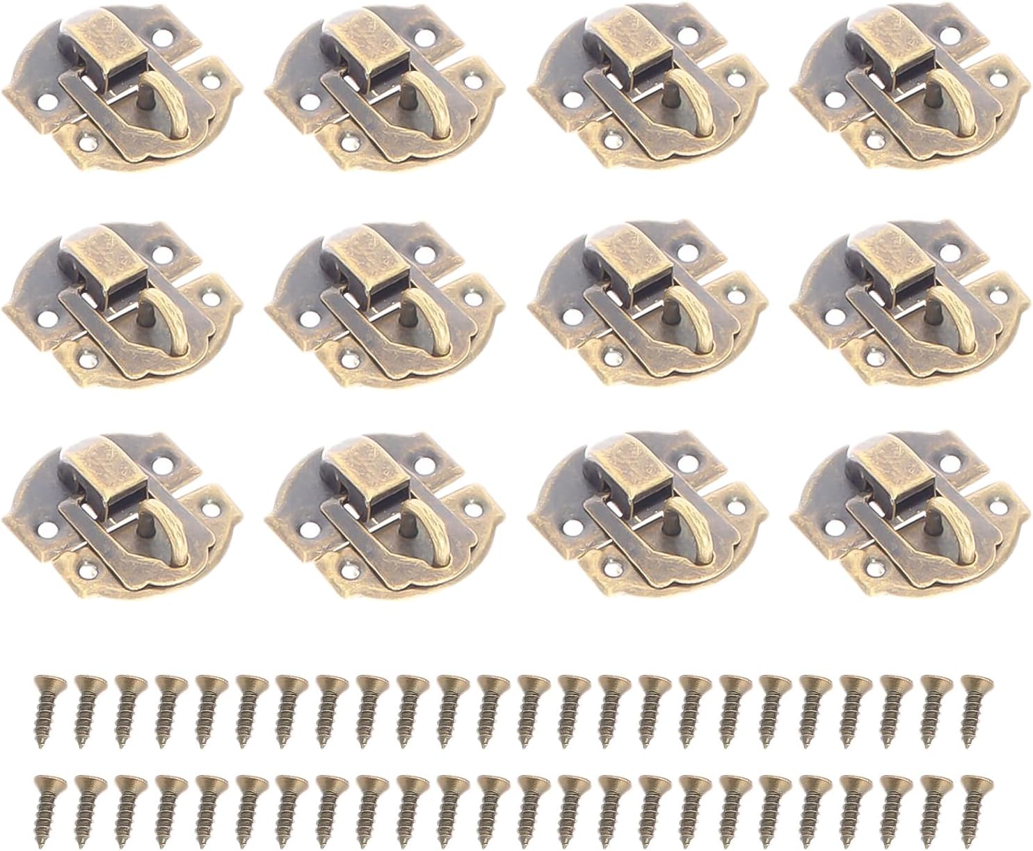 Dophee 12PCS Antique Toggle Catch Latch Clasp, Retro Box Latch Brass Decorative Hasp Latch Lock with Screws for DIY Jewelry Tool Boxes Suitcase Cabinets Handicraft Boxes