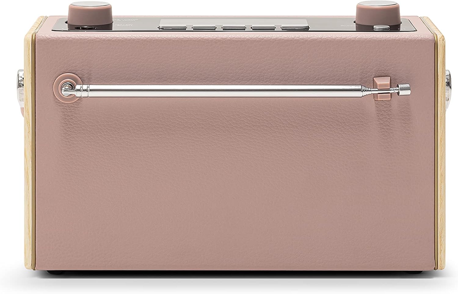 Enrere view of Roberts Rambler BT Stereo Radio showing telescopic antenna