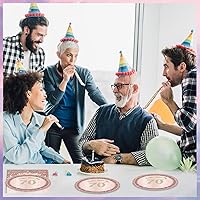 Vista 6 de Decoraciones de cumpleaños número 70 para mujer, decoraciones de cumpleaños número 70, platos y servilletas de oro rosa, decoraciones de cumpleaños