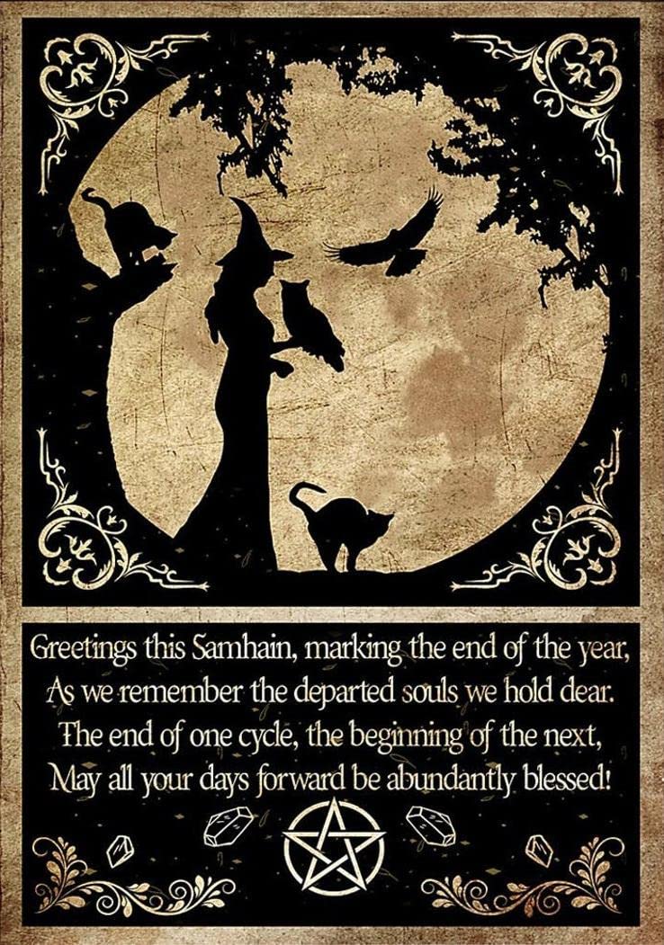 Houvssen Black Metal Vintage Witch Spell Signs Decor - Witches Poster (6X8 Inch)