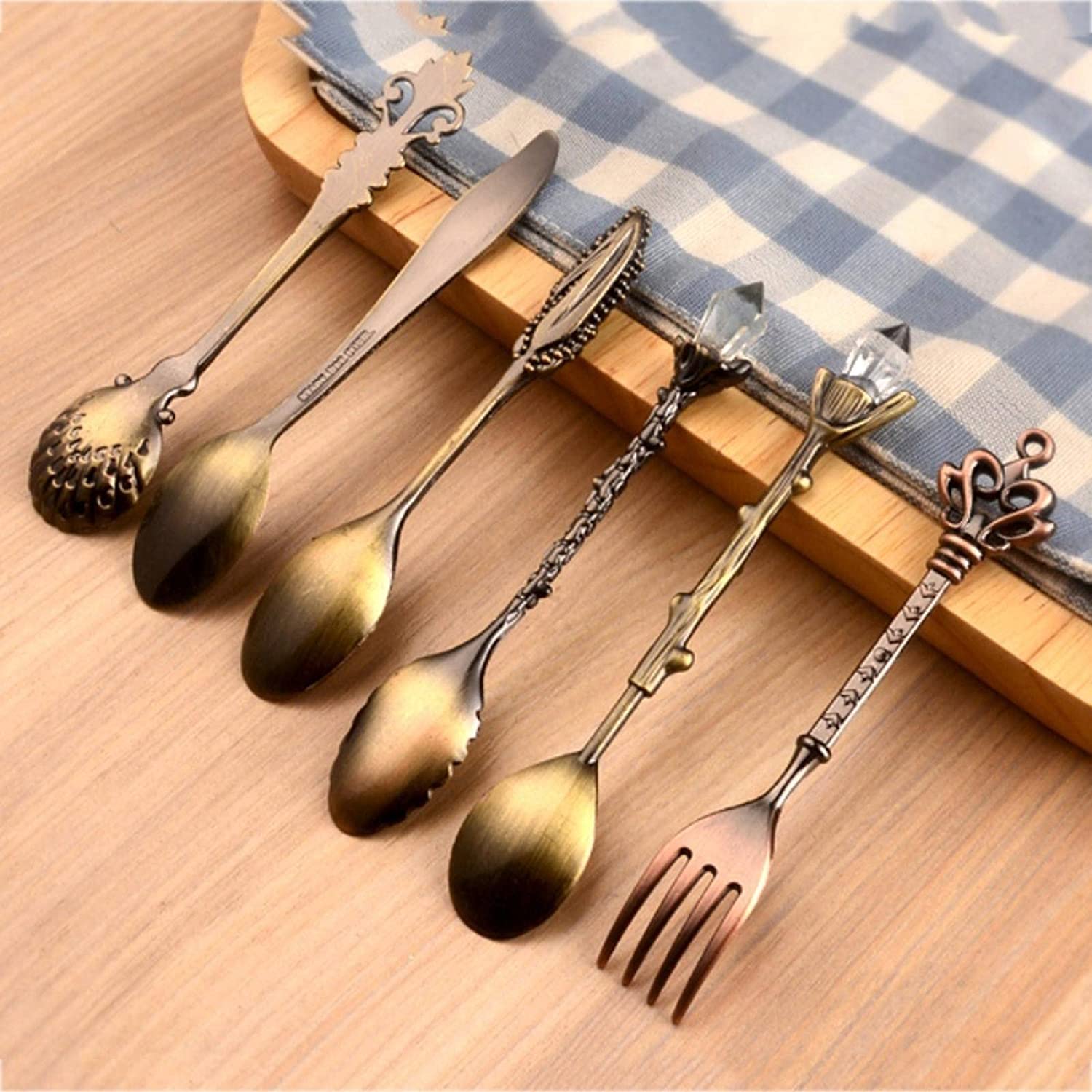 Löffel Restaurants Löffel kaffee löffel set vintage tisch antike tee königliche stil metall geschnitzte gabel spielsteine Esslöffel Hause(J)