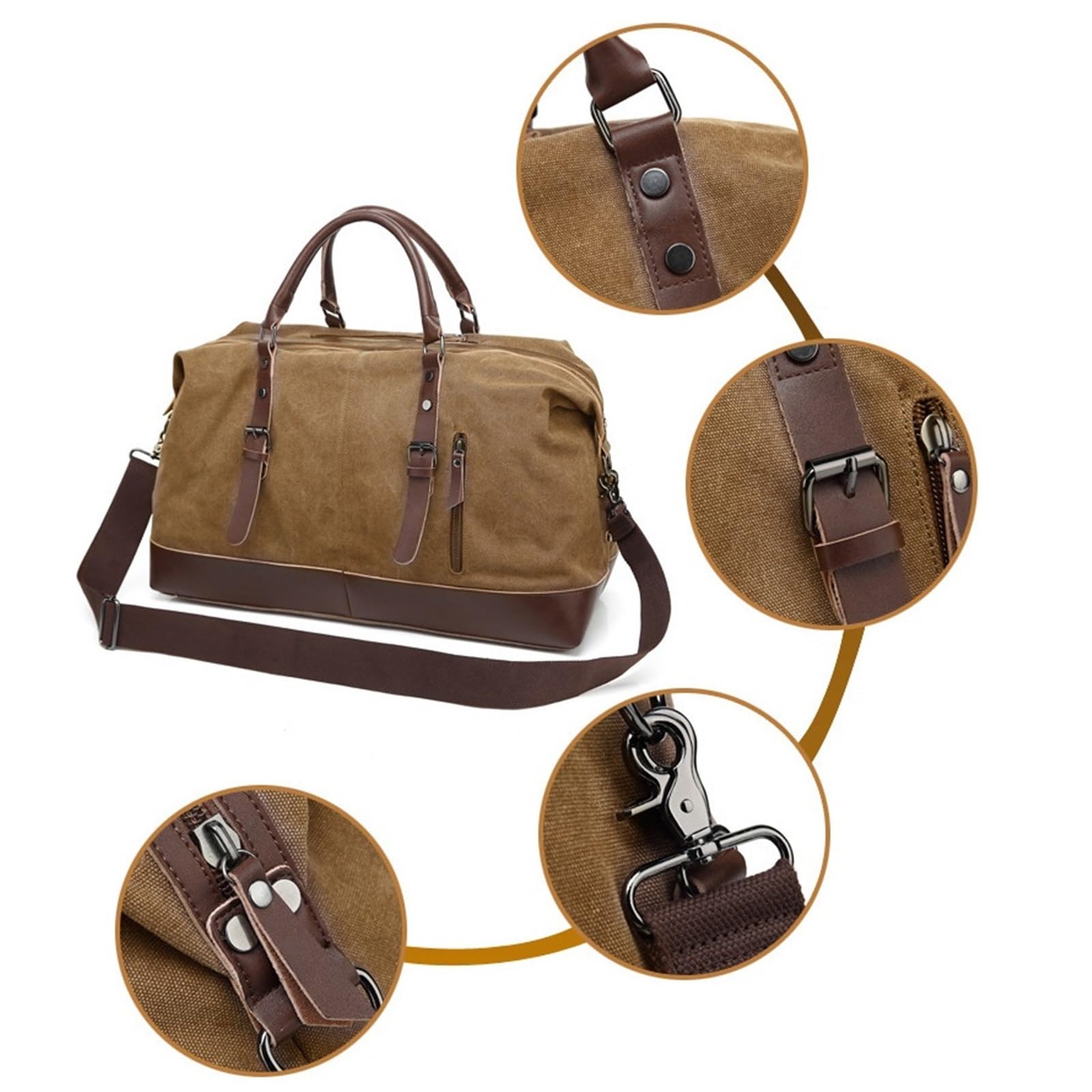 Torba podróżna męska z płótna w stylu vintage, duża torba weekendowa na bagaż podręczny(Black)