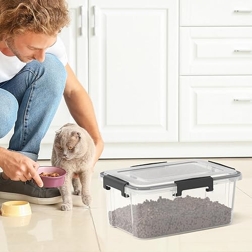 Miniatura 6 de Caja de almacenamiento de plástico transparente de 12 cuartos de galón con tapa, caja de almacenamiento con pestillo, paquete de 6