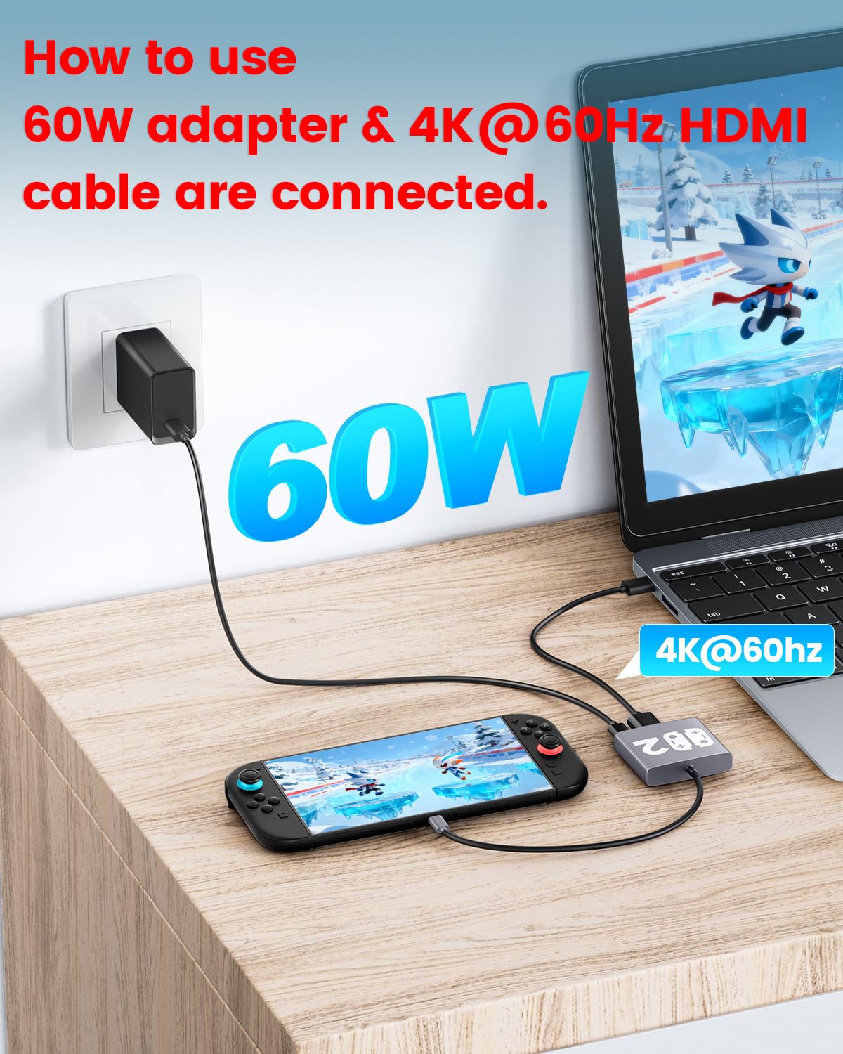 Aluminum Alloy 3-in-1 Switch 2 Dock, Bemkiru Portable Travel Dock for Nintendo Switch 2/Switch/OLED/ROG Ally/Legion GO, Switch 2 TV Docking Station Adapter with HDMI 4K@60Hz, USB 3.2 and PD 100W - Image 3