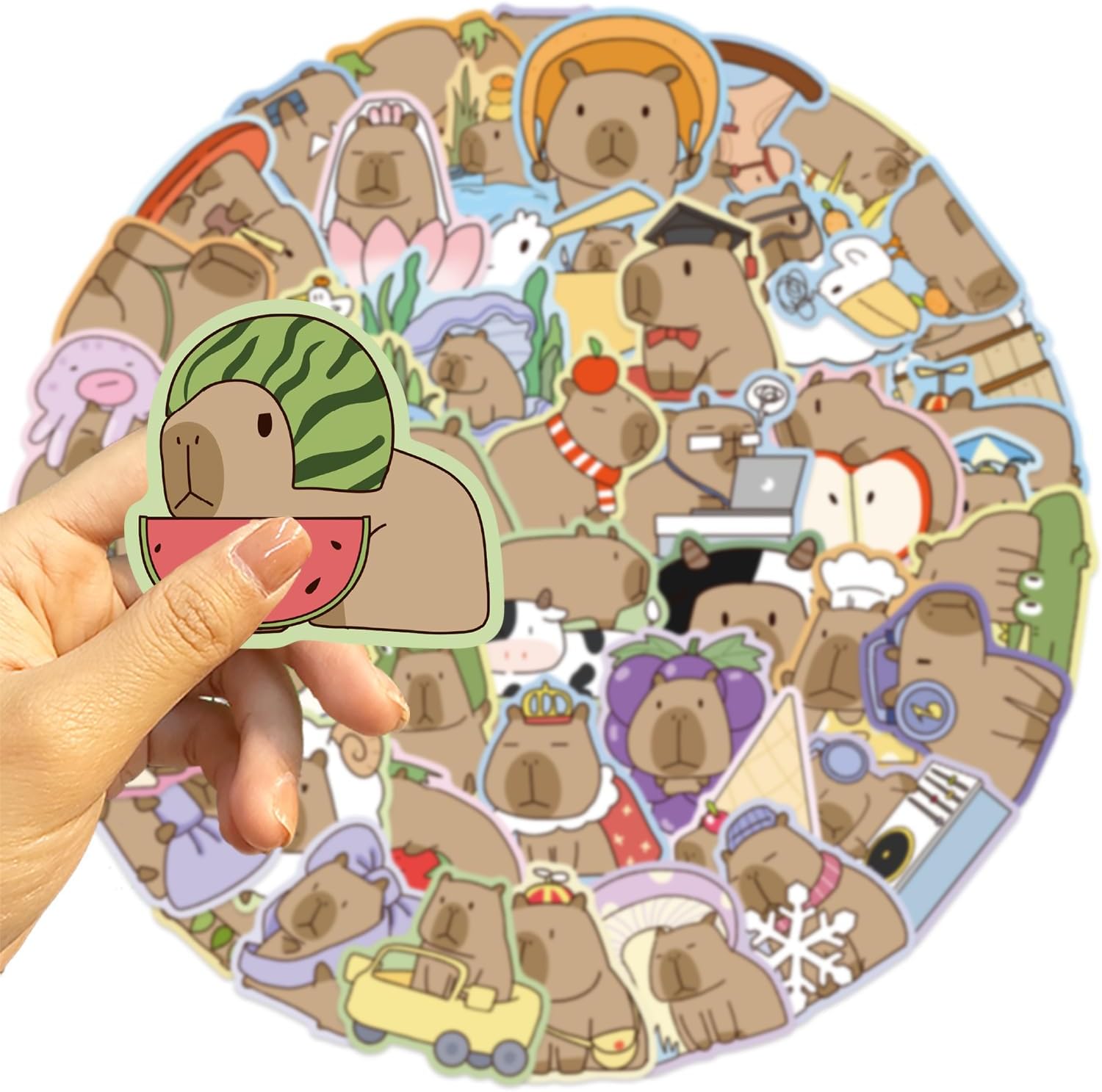 50pcs Capybara Stickers Cute Aesthetic Sticker Waterproof Vinyl Cartoon Animal Decals Nature Party Favors & Gifts for Adults Teens Girls Water Bottle Laptop Guitar Luggage Helmet Skateboard (Grey)