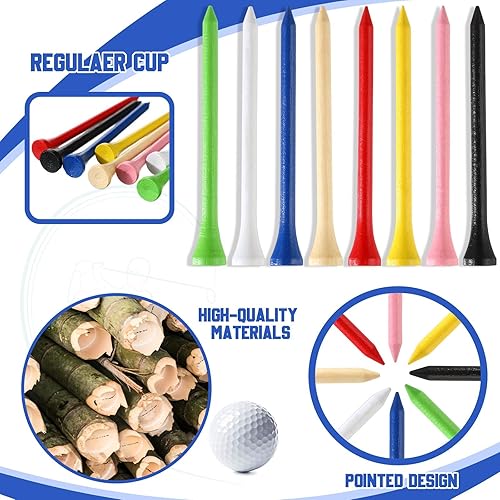 Miniatura 6 de Mudder 2000 Pcs Bamboo Golf Tees Bulk Professional Golf Tees Tall Less Friction Golf Tees for Club Men Women Kids Accessories