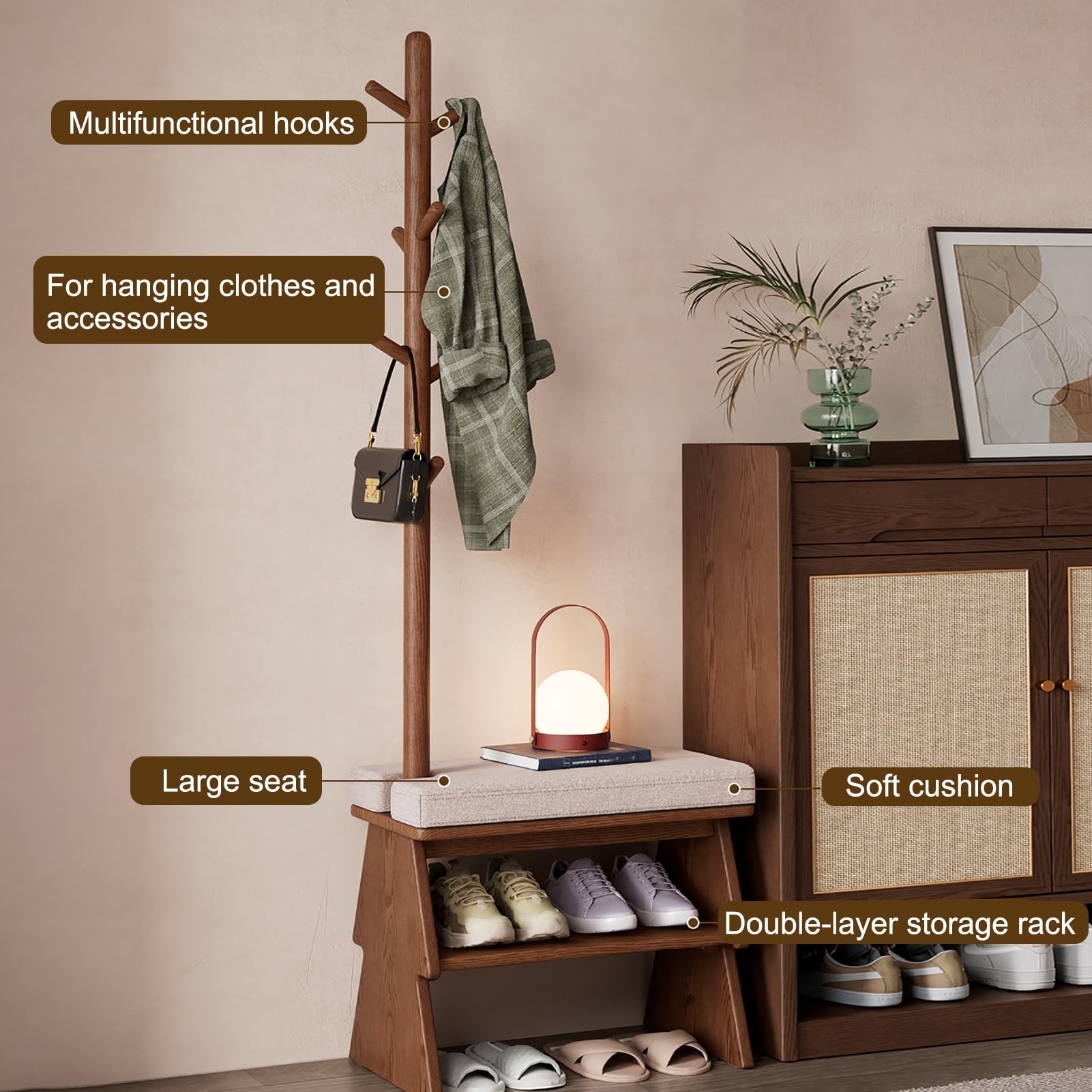 JHDXL Appendiabiti da Ingresso 3 in 1, Set di Appendiabiti con Scarpiera, da Corridoio, Mobile Ingresso da Terra, per Corridoio, Camera da Letto(80 * 35 * 167cm/31.5 * 14 * 65.7in)