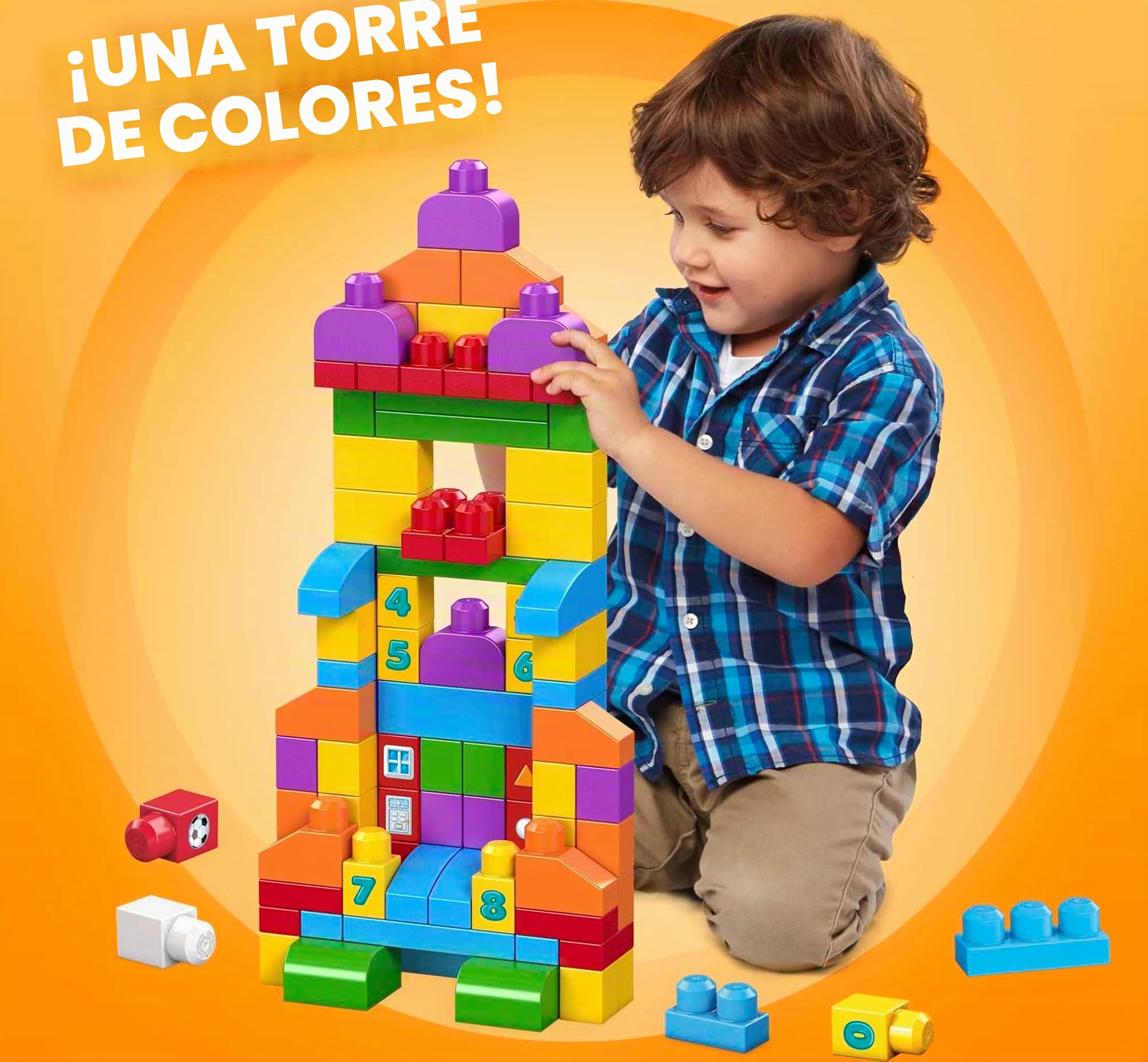 Mega Bloks Juego de bloques de construcción bebé 1 año Construye y Aprende (Mattel FVJ49)