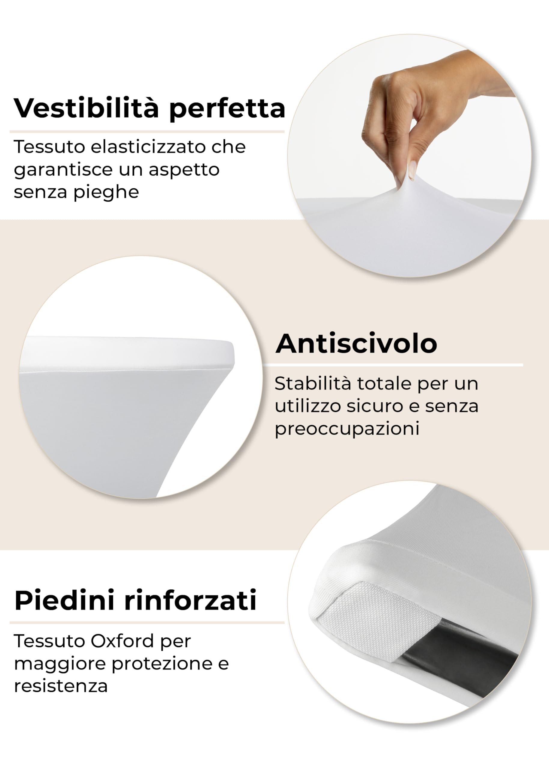 Gräfenstayn 2 Fodere per tavolino da Bar Diana Certificate Öko-Tex Siegel Standard 100 - di Diversi Colori e Dimensioni per tavolini del Diametro di Ø60 cm • Ø70 cm • Ø80 cm 30590 (Bianco, Ø 60)