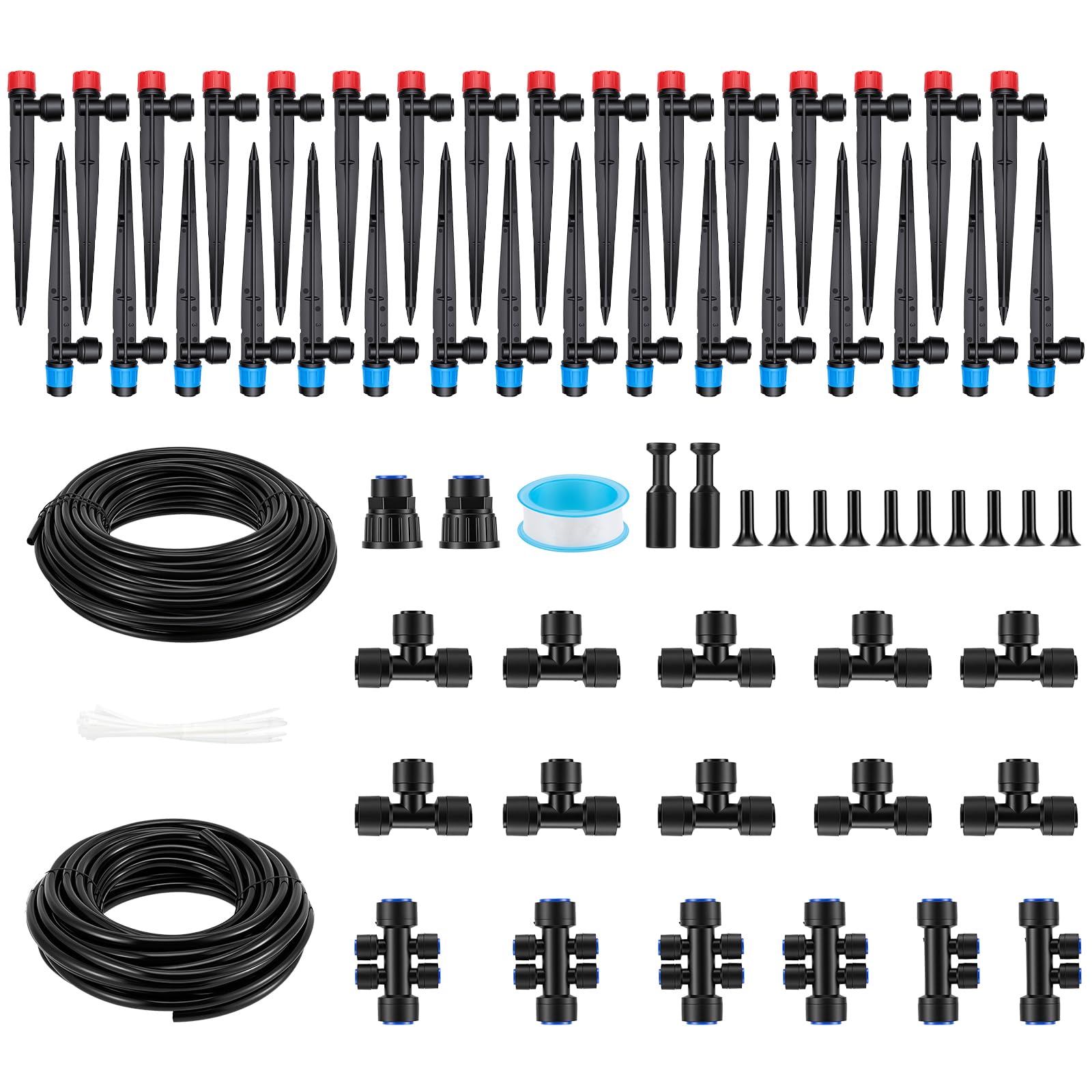360° Drip Irrigation System Kit, 127 FT Automatic Garden Watering System with Adjustable Nozzles, Drip Irrigation Kits for Greenhouse, Lawn, Potted Plants, Raised Beds (130 Sq Ft Coverage)