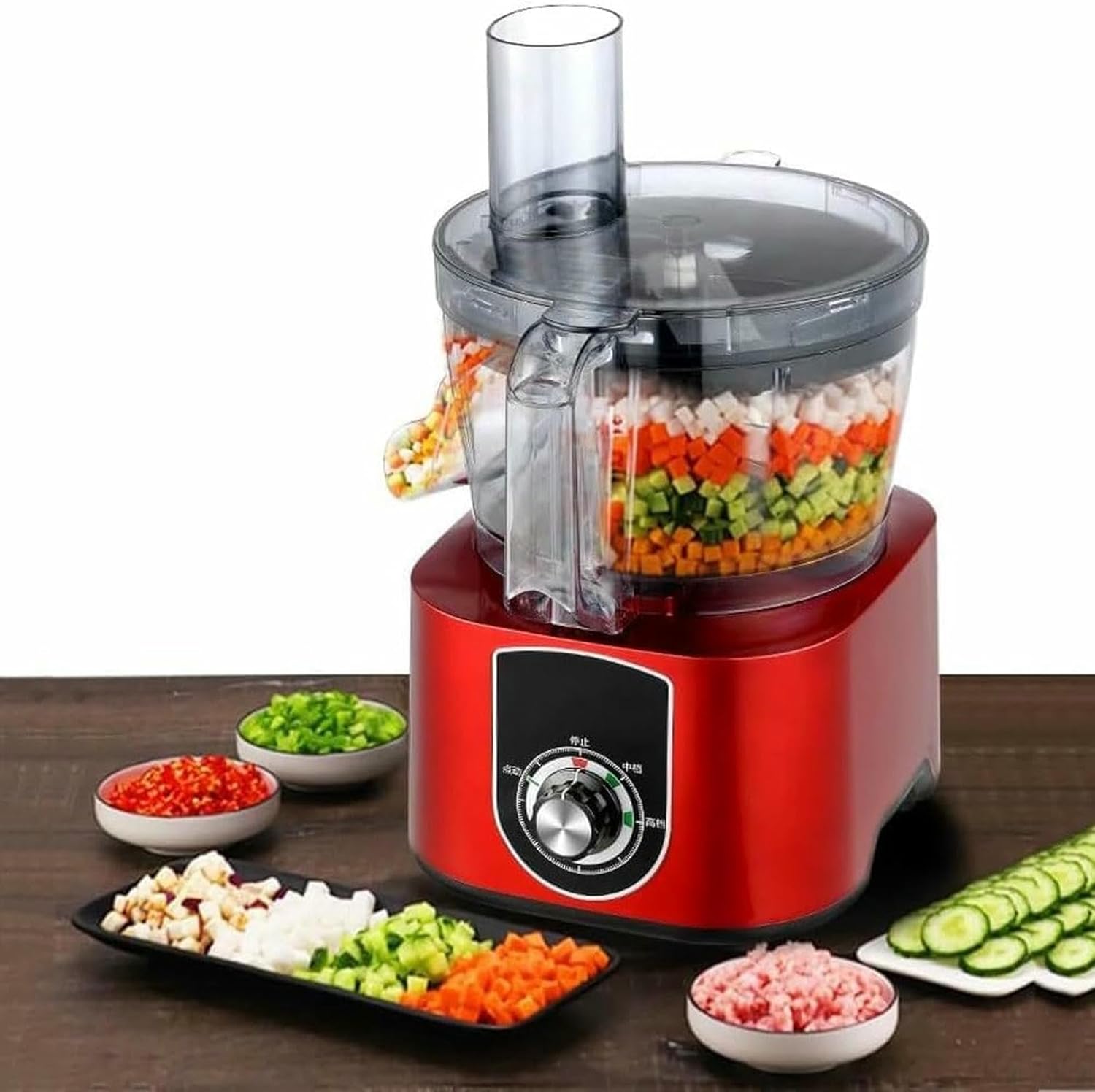 Fruit And Vegetable Commercial Cutter - Electric Cutter 2 In 1, Automatic Food Processor Of 600 W For Onions, Potatoes, Carrots - Includes 6/8/12 Mm Blades - Perfect For