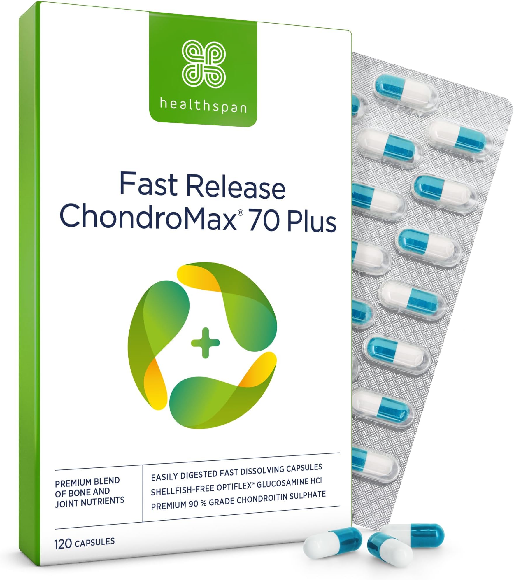 Glucosamine & Chondroitin 70 Plus (120 Tablets) | 375mg Glucosamine & 300mg Chondroitin | Joint & Cartilage Support for Over 70s | with Calcium & Vitamin D3