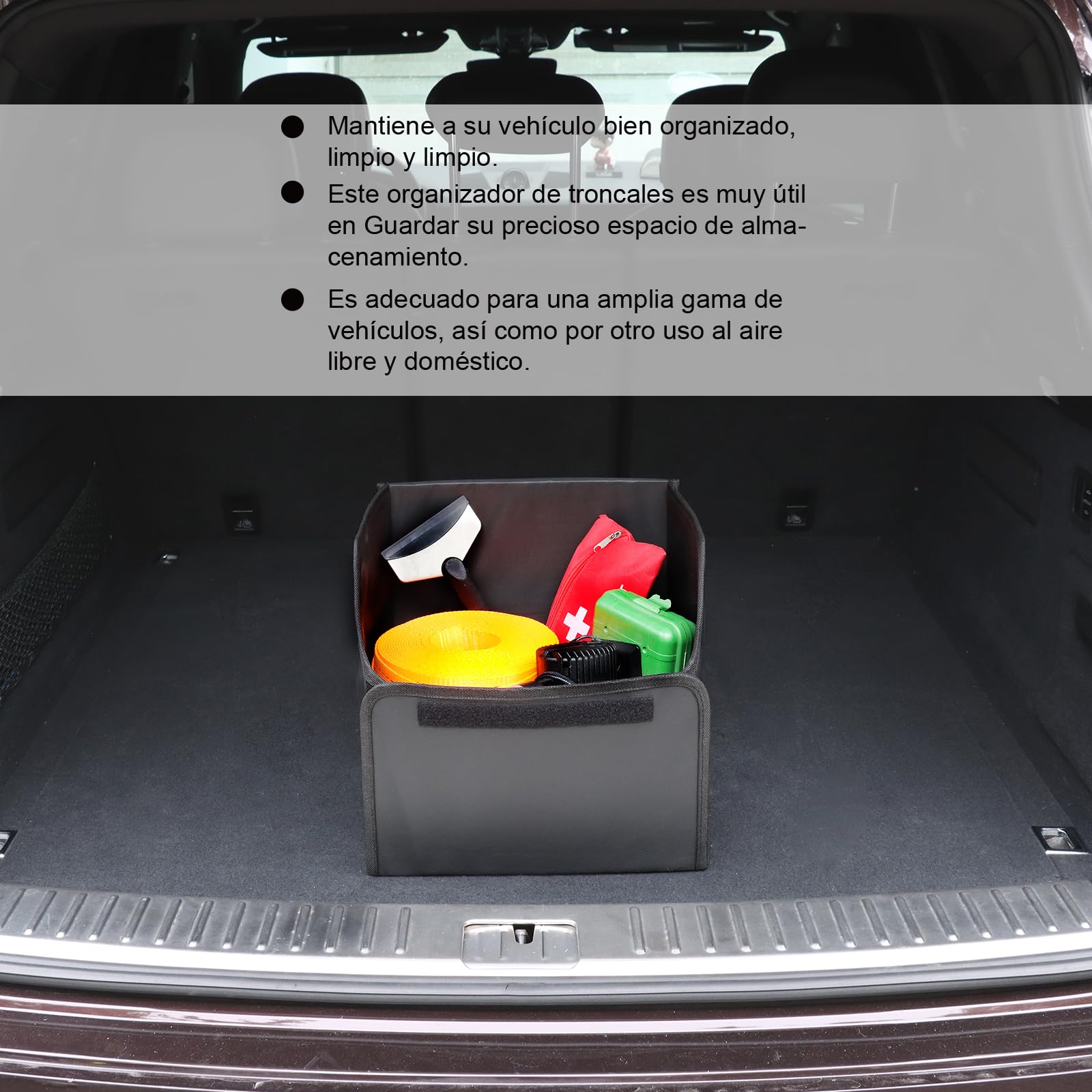 Organizador de Maletero Plegable de PU – Caja de Almacenamiento Multiuso para Coche, SUV y Camión – Gran Capacidad – Base antideslizante – Impermeable