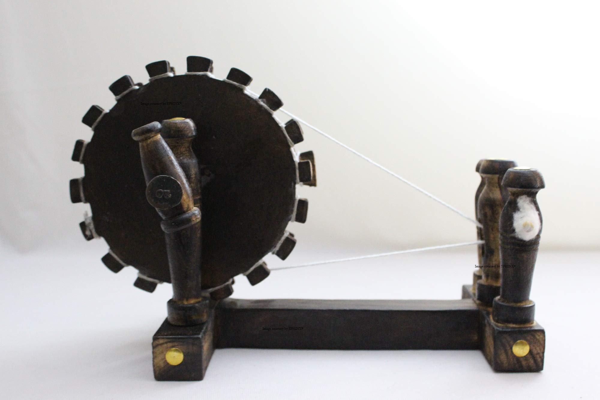 SPHINX Miniature Showpiece/Small Wooden Spinning Wheel(Charkha) for decor/Gifting ( Approx. 9 x 3.5 x 7 Inches/ 23 x 9 x 18 cms) - 1 Piece