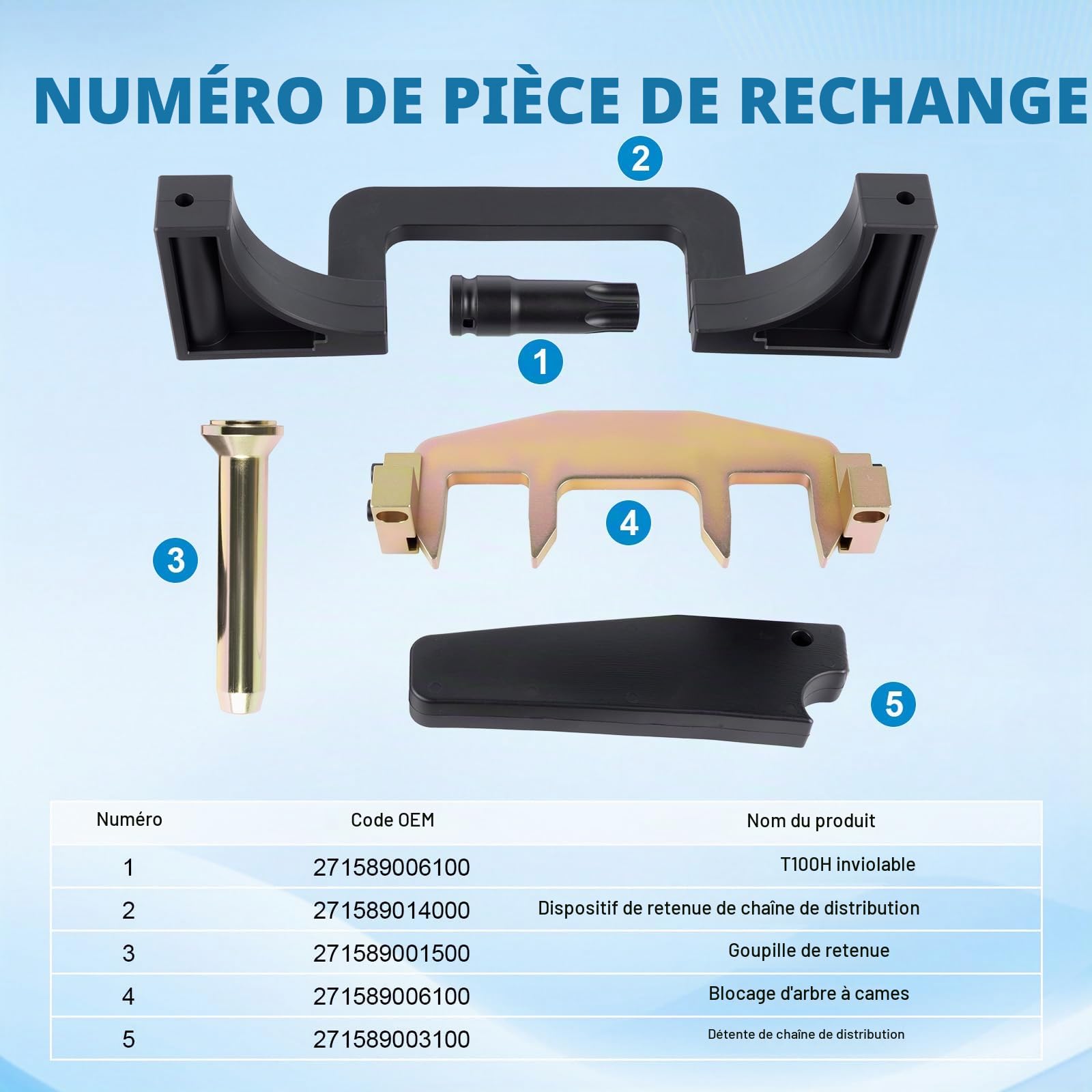 Outil de verrouillage chaîne de distribution arbre à cames chaîne de distribution culasse Kit d'outils de réparation Compatible avec M271 C230 180 E200 271589006100