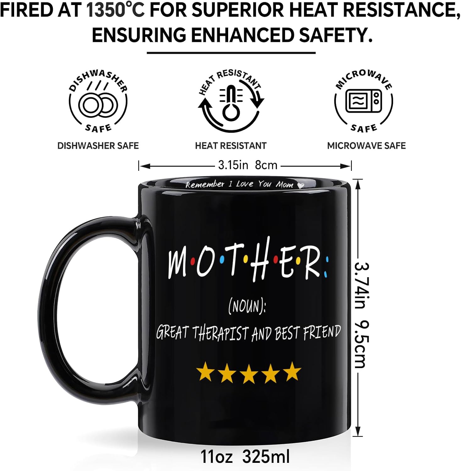 Christmas Gifts for Mom - Coffee Mug for Mother from Daughter Son Husband, Christmas Stocking Stuffers for Mama Wife, Funny Birthday Gifts Mothers Day Presents for Mom Stepmother Women (11oz, Black) - Image 3