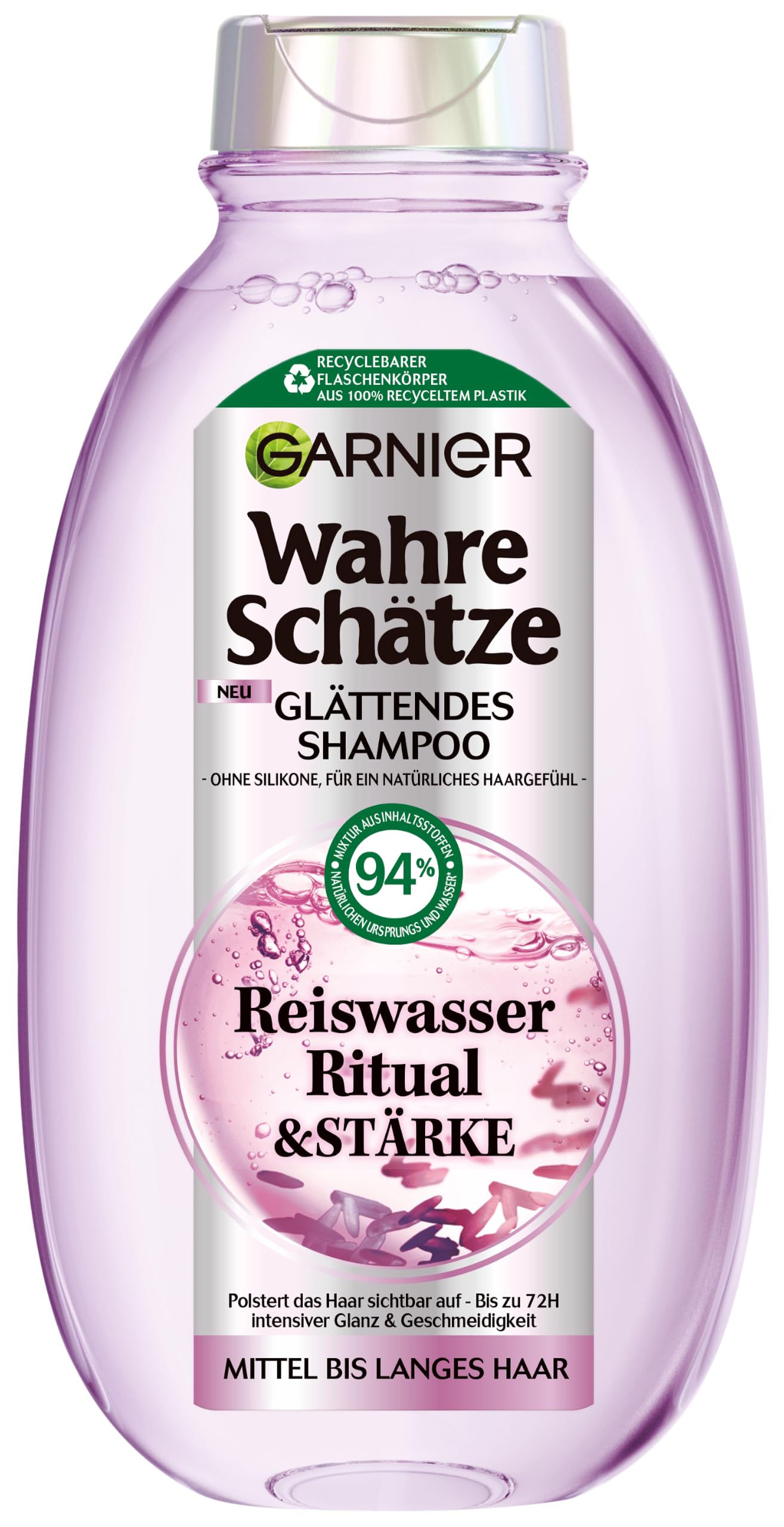 Garnier Wahre Schätze Glättendes Shampoo Reiswasser Ritual & Stärke, 250ml