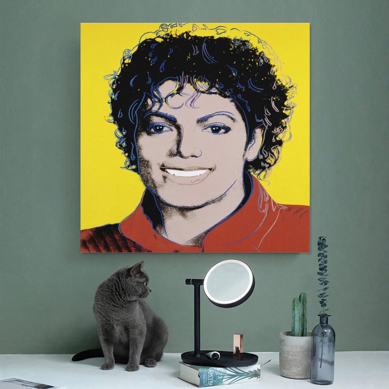 人物画　油絵　アンディ・ウォーホル　「マイケルジャクソン」　F6額付き　手描き Amazon.co.jp: 画家アンディ・ウォーホル マイケルジャクソン 版画1